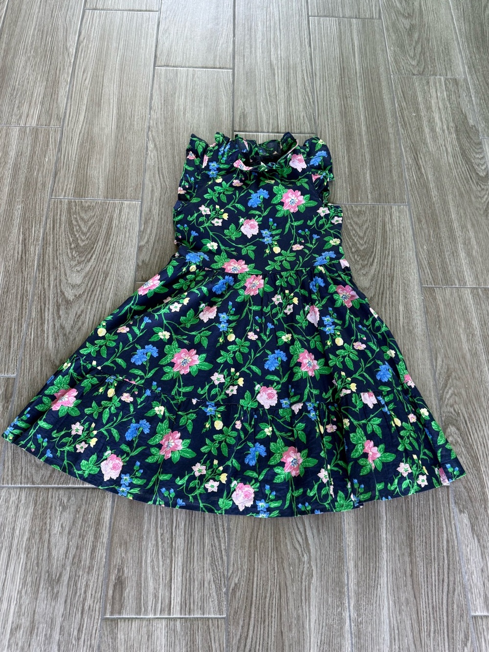Janie and Jack Navy Dress with Pink & Blue Blooms